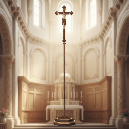 Enhanced Romanic Baroque Processional Crucifix with Crown