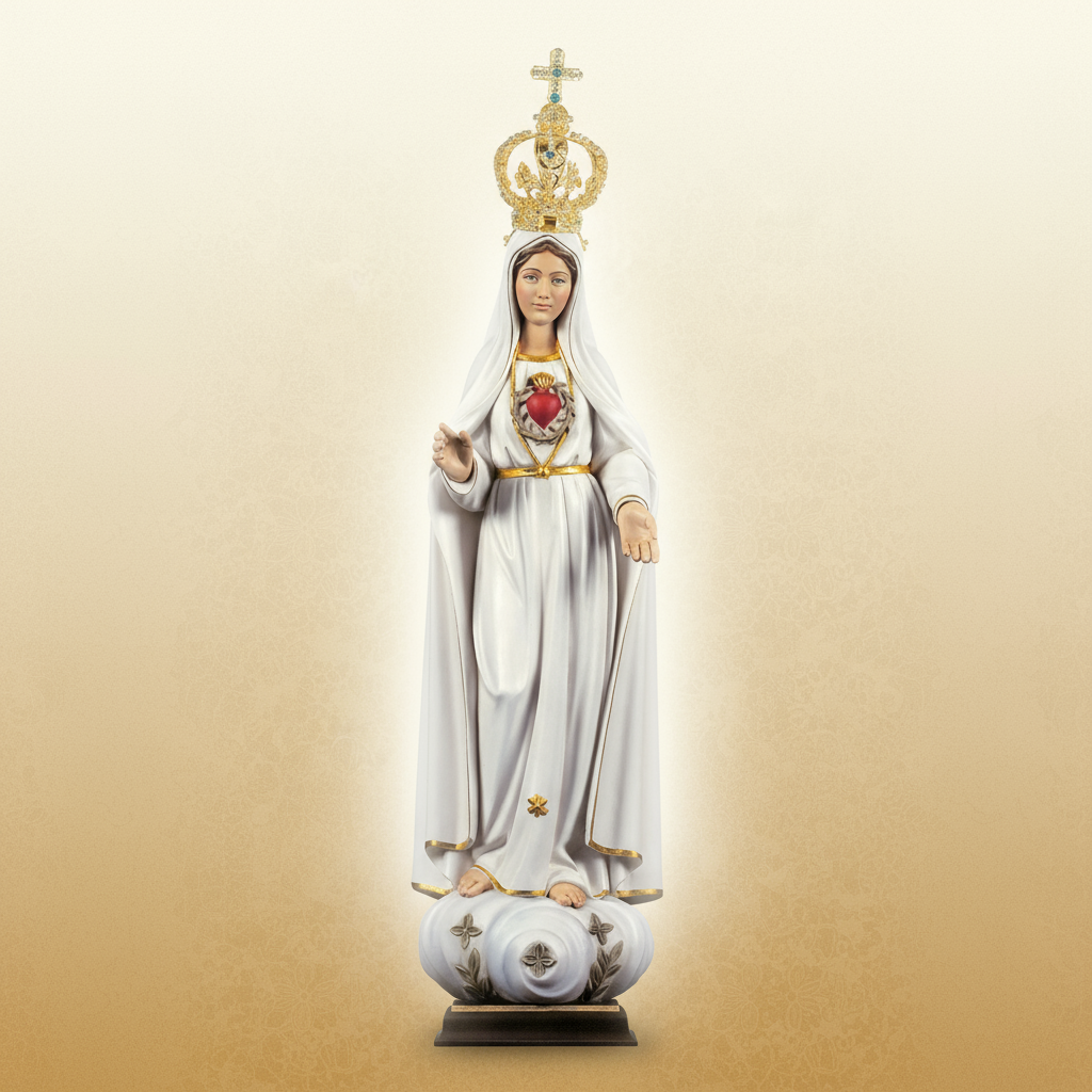 Enhanced Sacred Heart of Mary Statue with Background