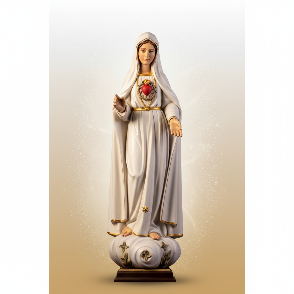Enhanced Sacred Heart of Mary Statue with Background