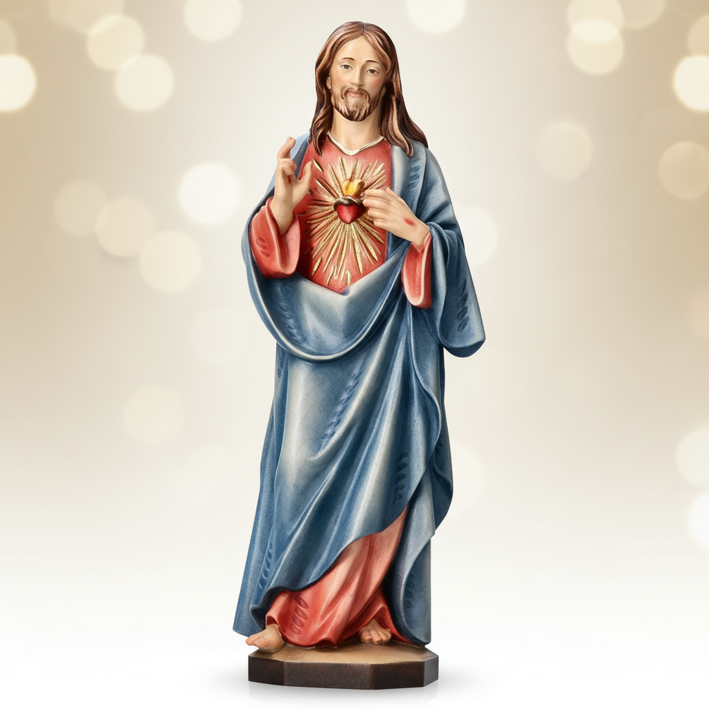 Enhanced Sacred Heart Statue - Balanced Lighting