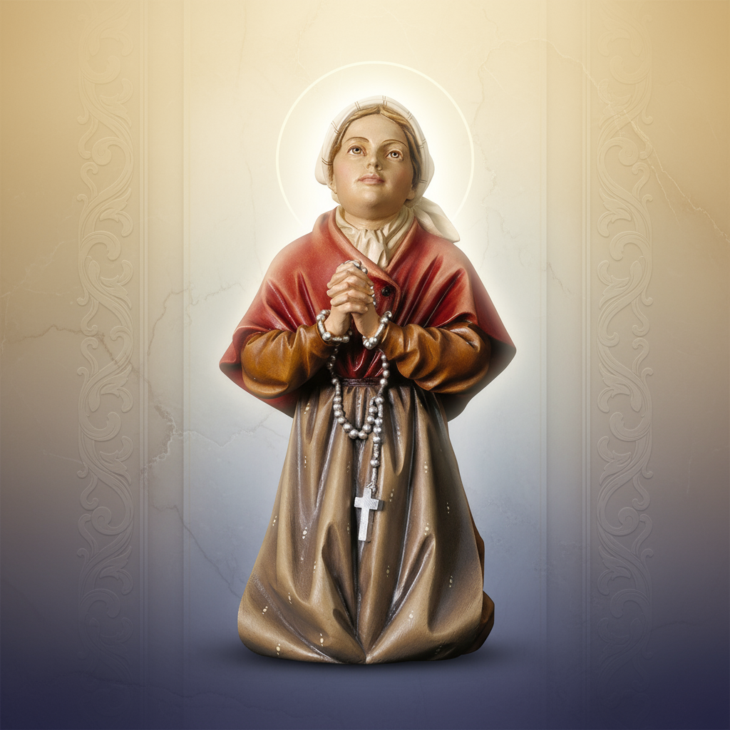 Enhanced Saint Bernadette Soubirous Statue with stylized background