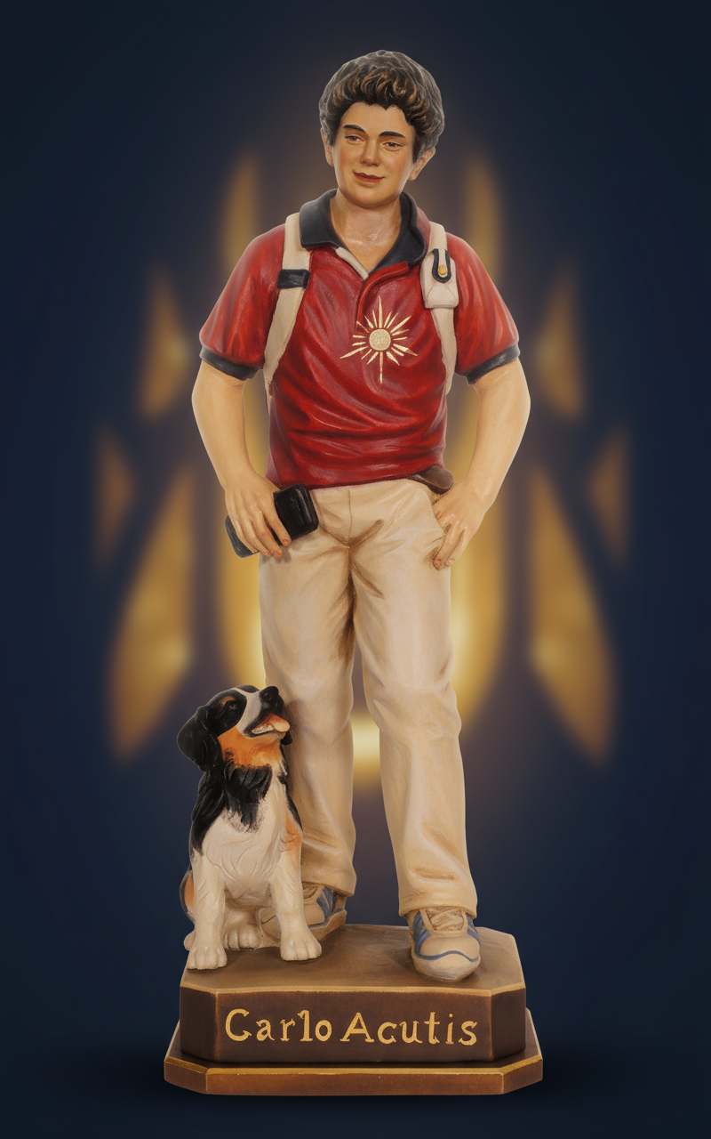 Saint Carlo Acutis with Dog | Multiple Sizes