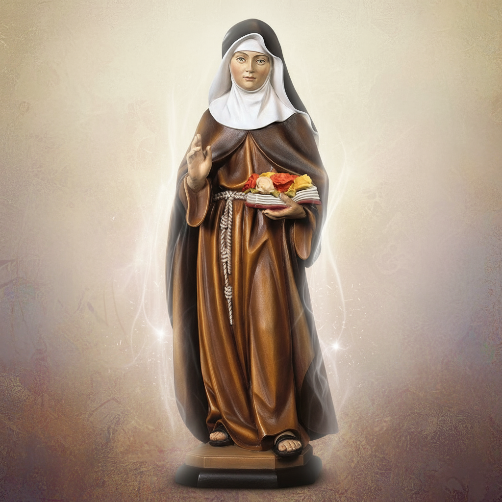 Enhanced Saint Elizabeth of Portugal Statue with stylized background