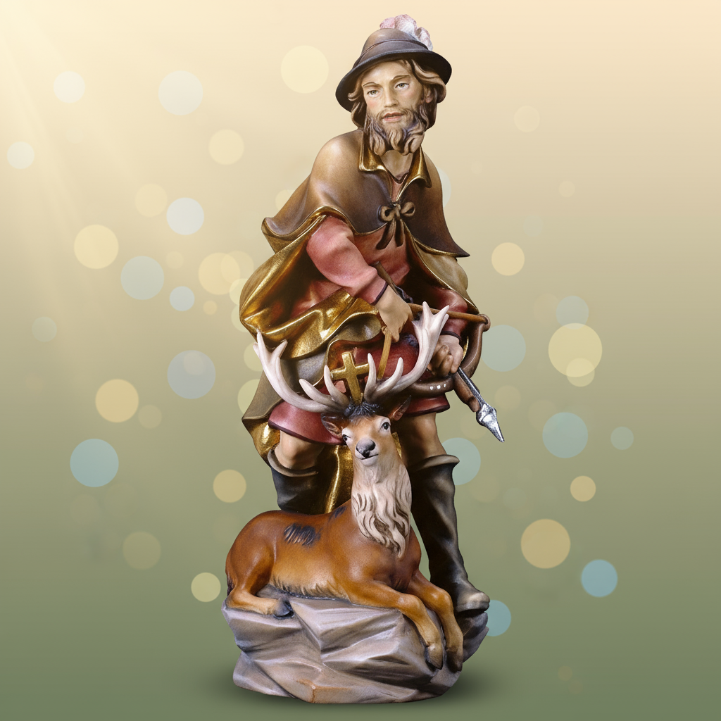 Enhanced Saint Hubert with Deer Statue