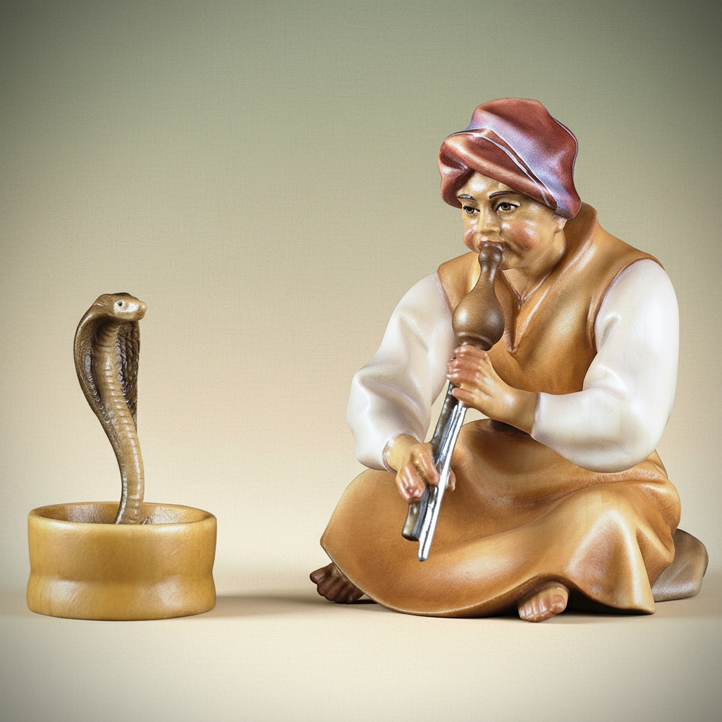 Enhanced Snake Charmer with Stylized Background