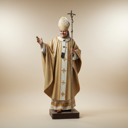 Enhanced St. John Paul II Pope Statue - Editorial Style