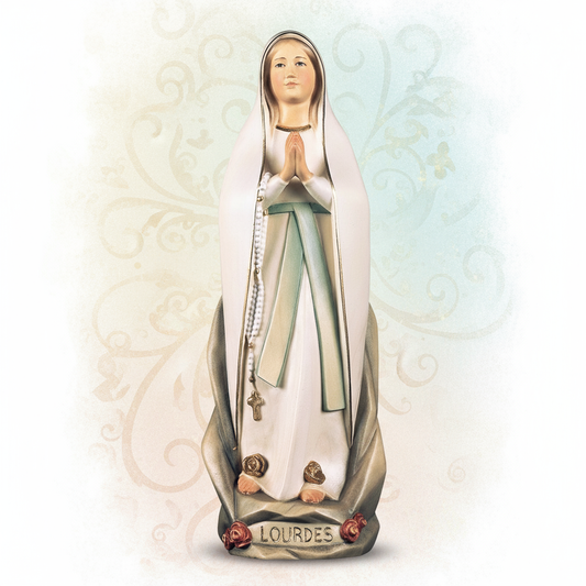 Enhanced Stylized Our Lady of Lourdes Statue with stylized background