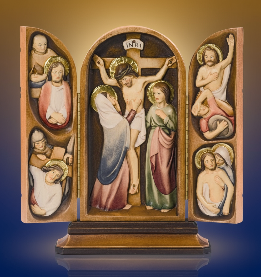 Holy Trinity Crucifix Triptych - Clean Simple Background
