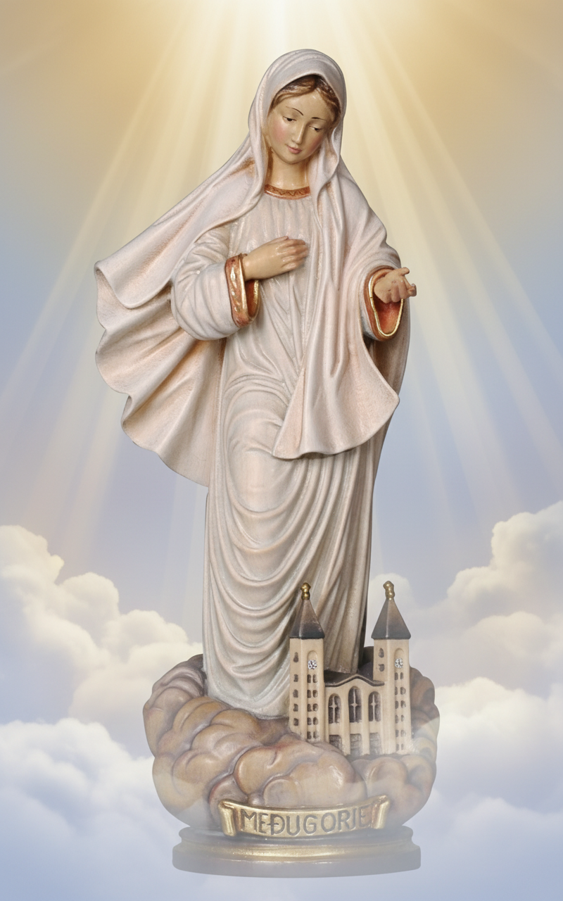 Our Lady of Medjugorje with Church Statue | Multiple Sizes & Finishes