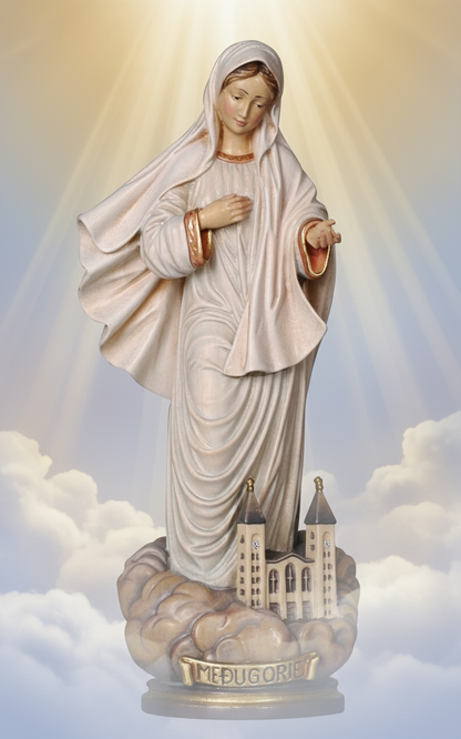 Our Lady of Medjugorje with Church Statue | Multiple Sizes & Finishes