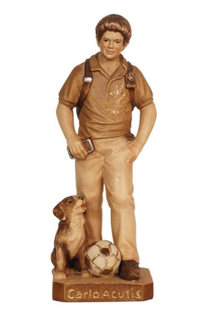 Saint Carlo Acutis with Dog and Ball | Multiple Sizes & Finishes