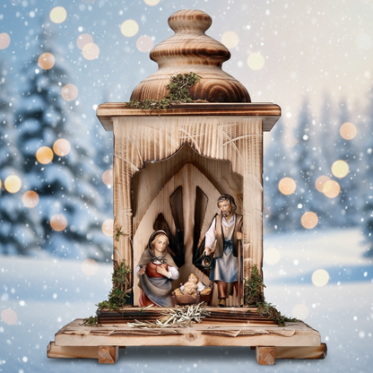 Nativity with Snowy Winter Background
