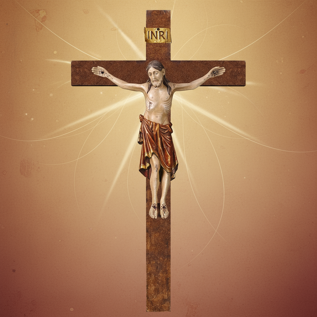 Romanic Straight Crucifix with Stylized Background