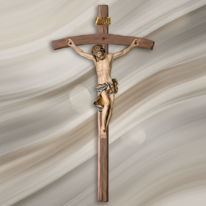 Textured Neutral Background Baroque Bent Crucifix